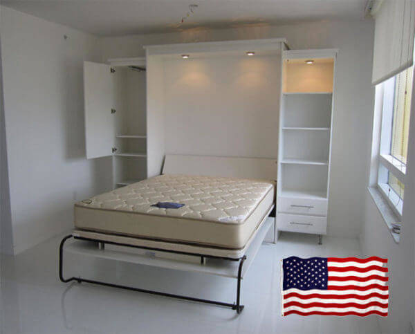 Custom Murphy bed built locally in Hollywood Florida with cabinetry